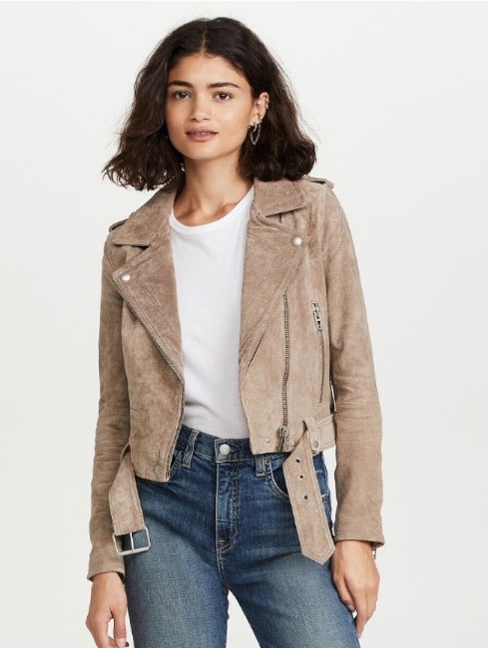 NWT 100% Suede Cropped Moto Jacket - Taupe